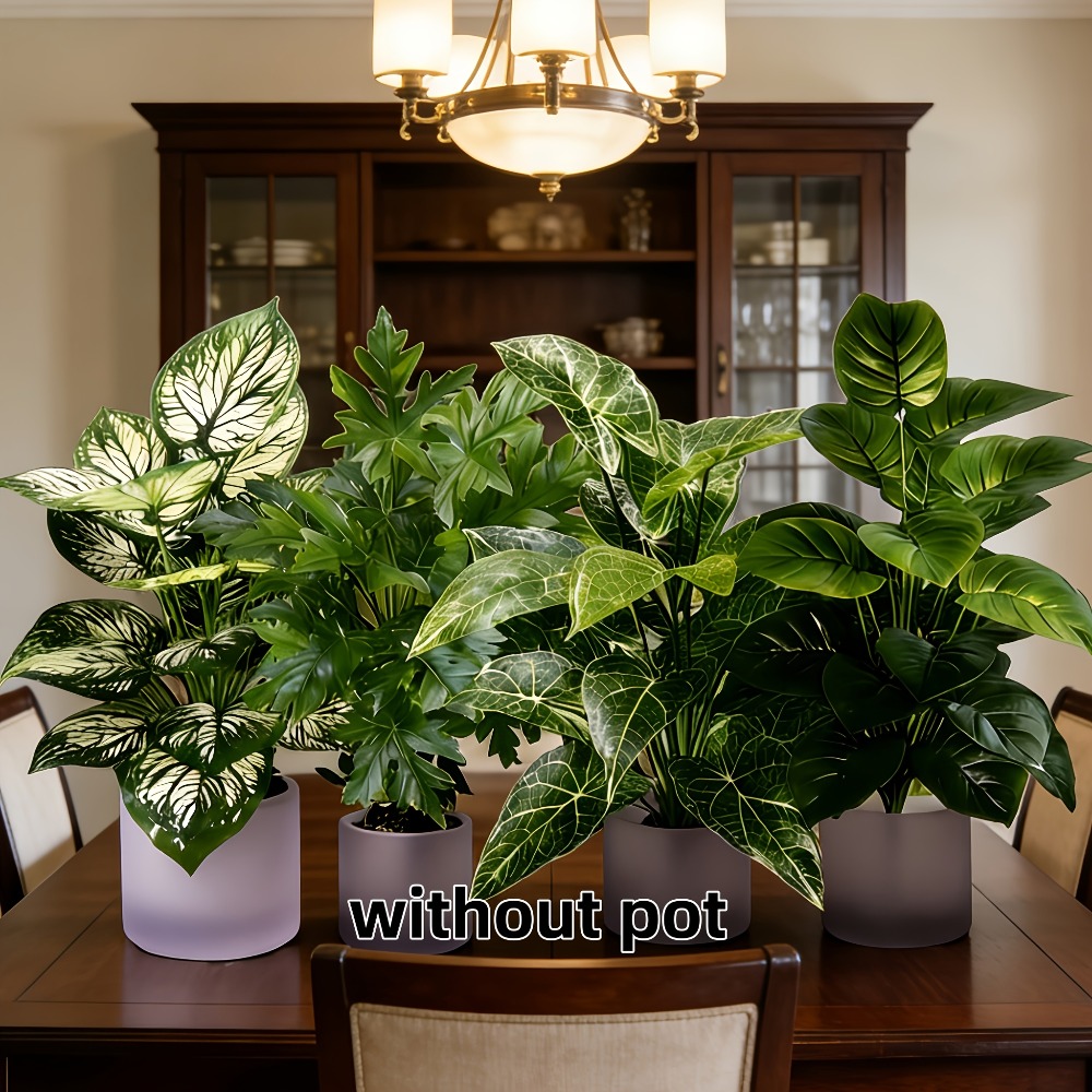 4個入り人工植物、48枚の葉を持つ大型フェイク扇形葉ひまわり - Dracaena Marginata のレビューと価格