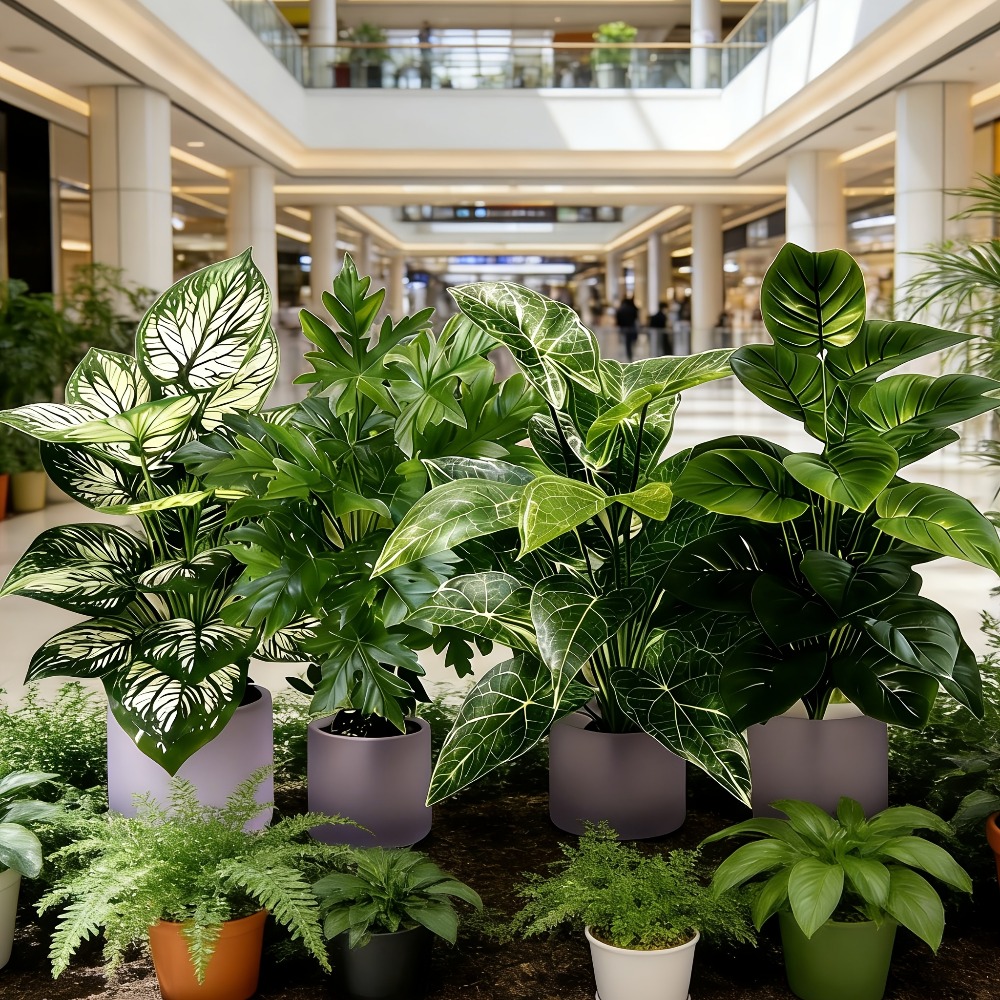 4個入り人工植物、48枚の葉を持つ大型フェイク扇形葉ひまわり - Dracaena Marginata のレビューと価格