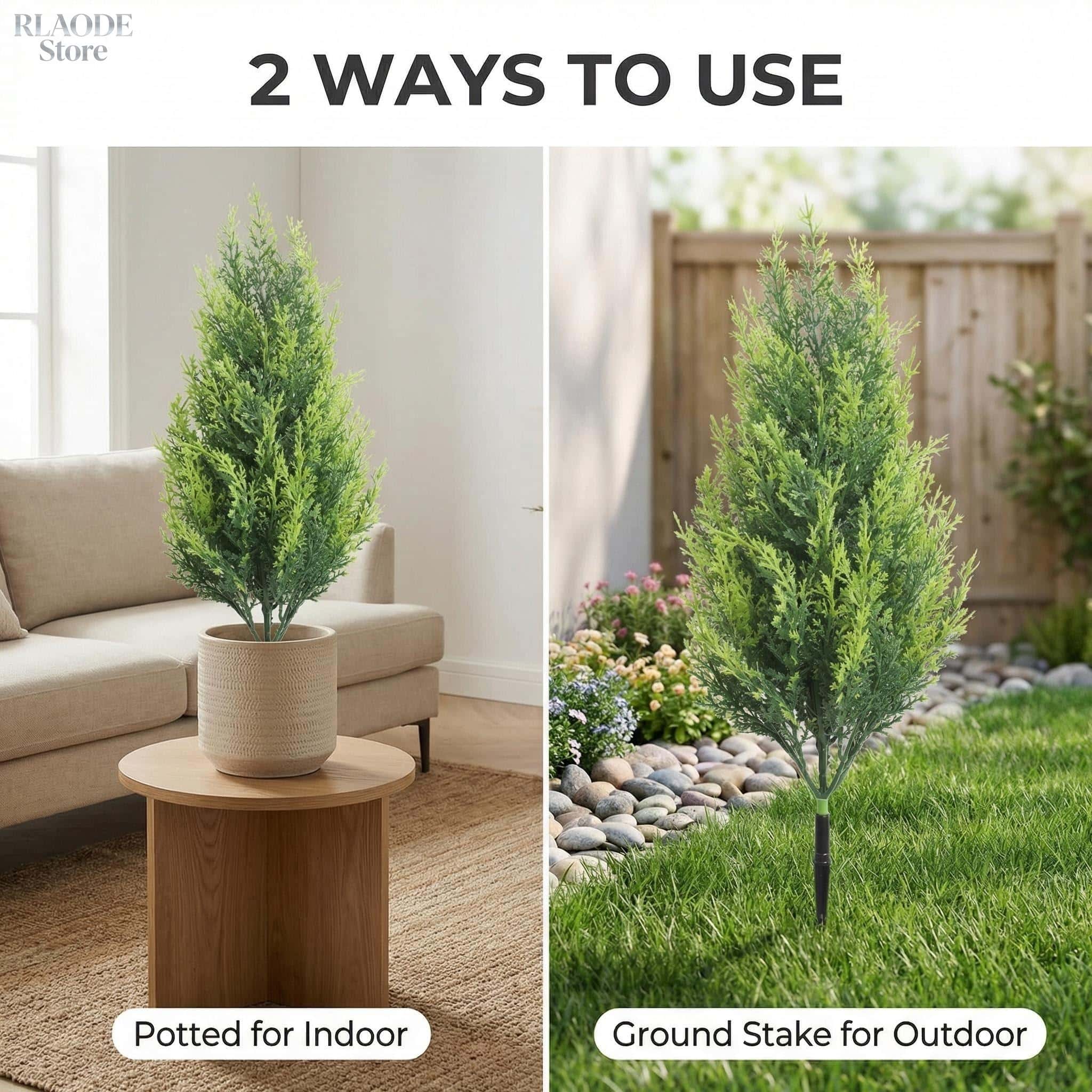 2個入りリアルなフェイクヒノキとシダの人工観葉植物、庭、パテ - Dracaena Marginata のレビューと価格